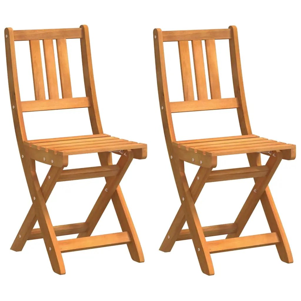 vidaXL vidaXL Garden Chair with Cushion Folding 2 pcs Solid Acacia Wood - Garden Chairs