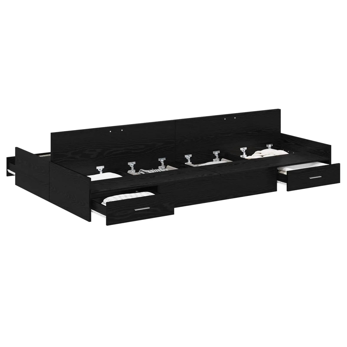 vidaXL Storage Bed Frame Black Oak 120 x 200 cm Engineered Wood - from vidaXL