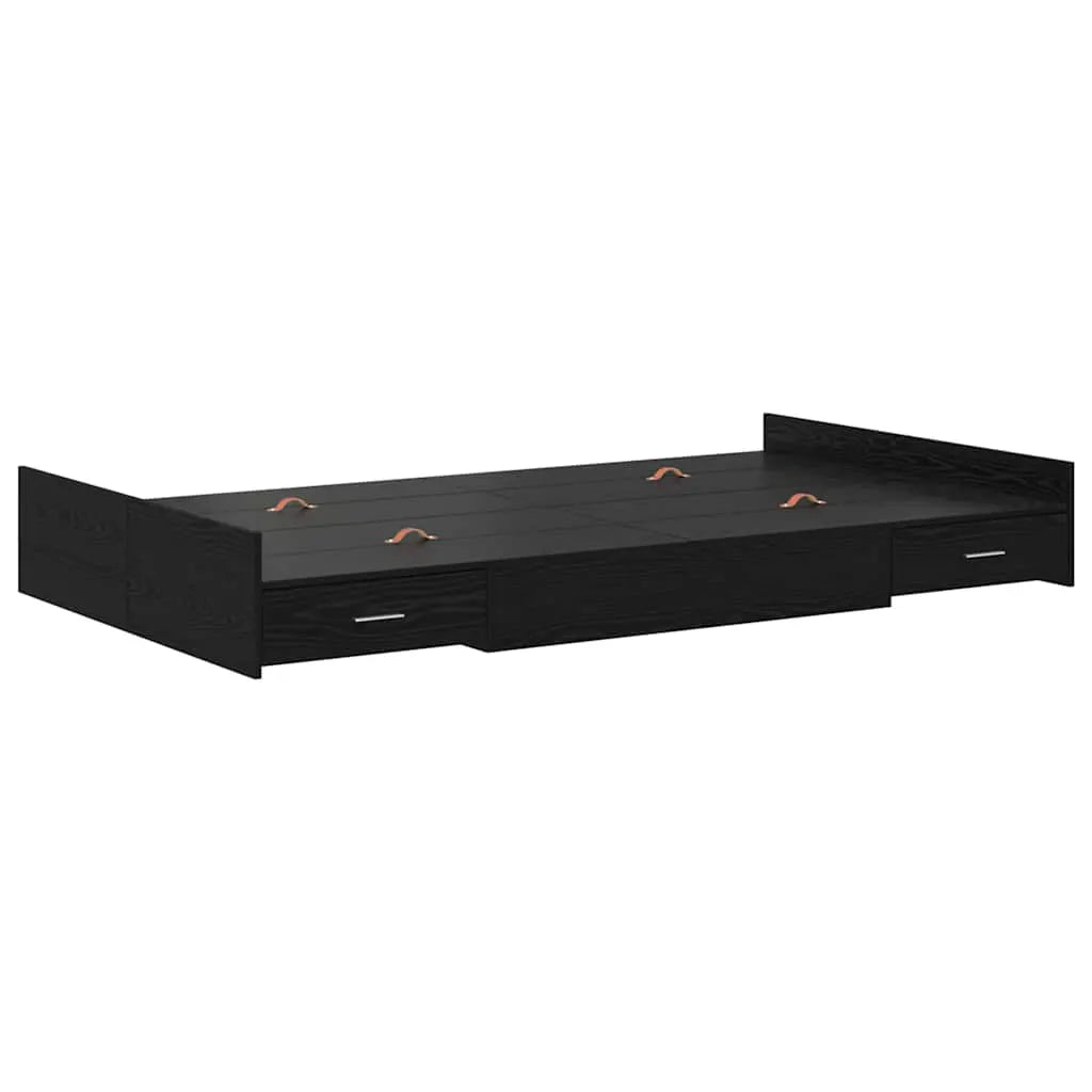 vidaXL Storage Bed Frame Black Oak 120 x 200 cm Engineered Wood - from vidaXL
