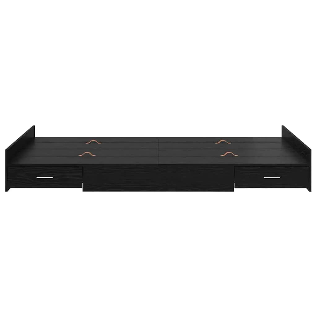 vidaXL Storage Bed Frame Black Oak 120 x 200 cm Engineered Wood - from vidaXL