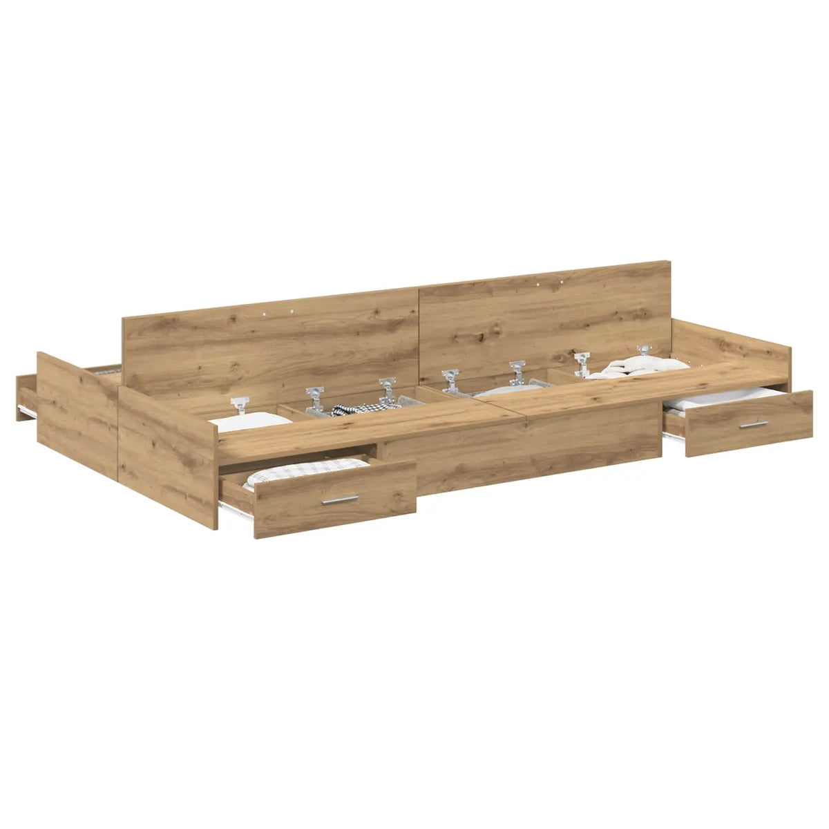 vidaXL Storage Bed Frame Artisan Oak 120 x 200 cm Engineered Wood - from vidaXL
