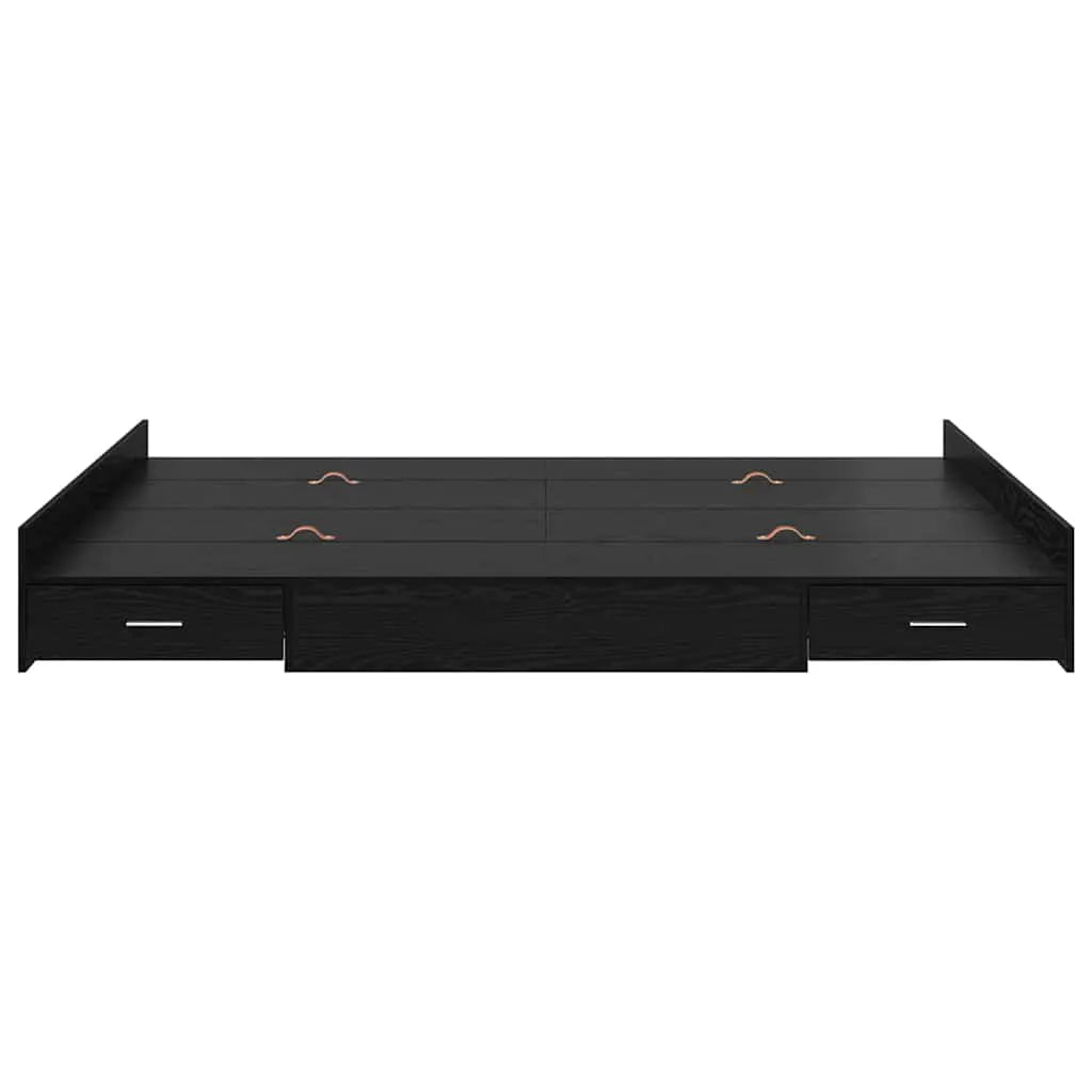 vidaXL Storage Bed Frame Black Oak 140 x 190 cm Engineered Wood - from vidaXL