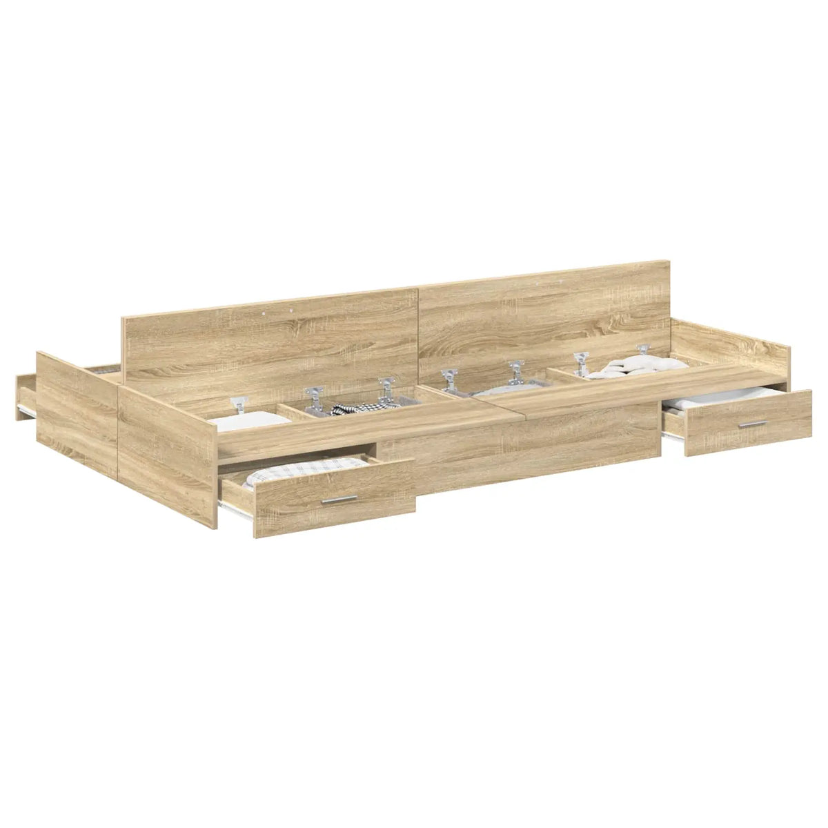 vidaXL Storage Bed Frame Sonoma Oak 120 x 190 cm Engineered Wood - from vidaXL