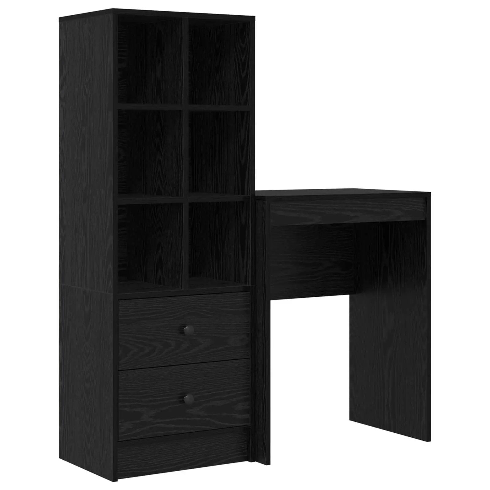 vidaXL vidaXL Desk with Drawer with Shelf with Storage 2 pcs Black Oak - Desk