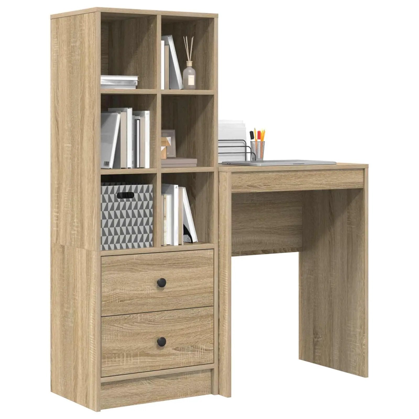 vidaXL vidaXL Desk with Drawer with Shelf with Storage 2 pcs Sonoma Oak - Desk