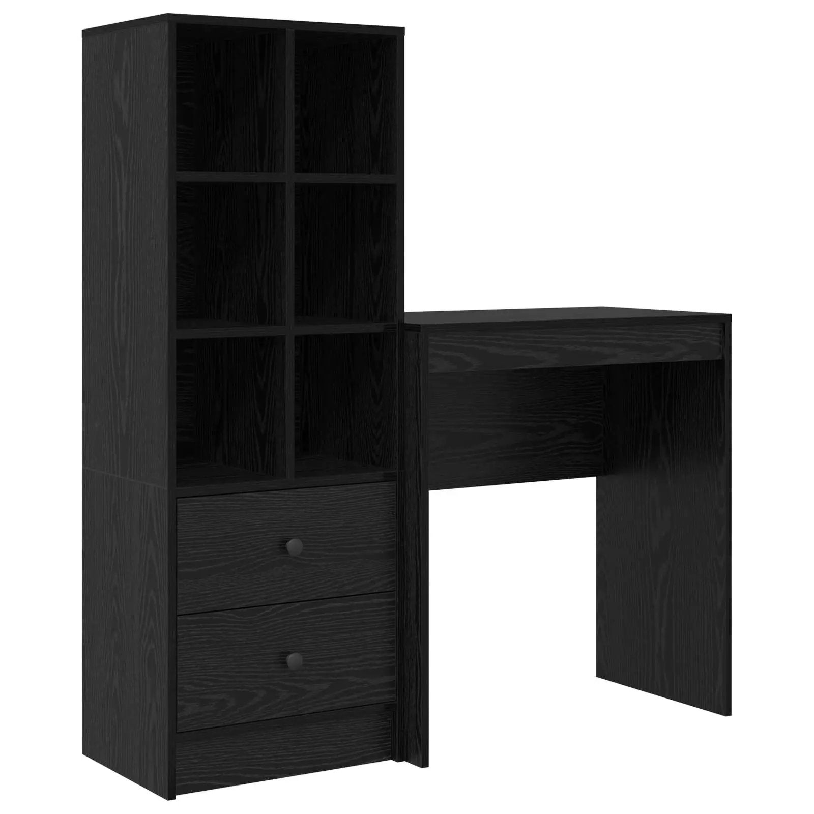 vidaXL vidaXL Desk with Drawer with Shelf with Storage 2 pcs Black Oak - Desk