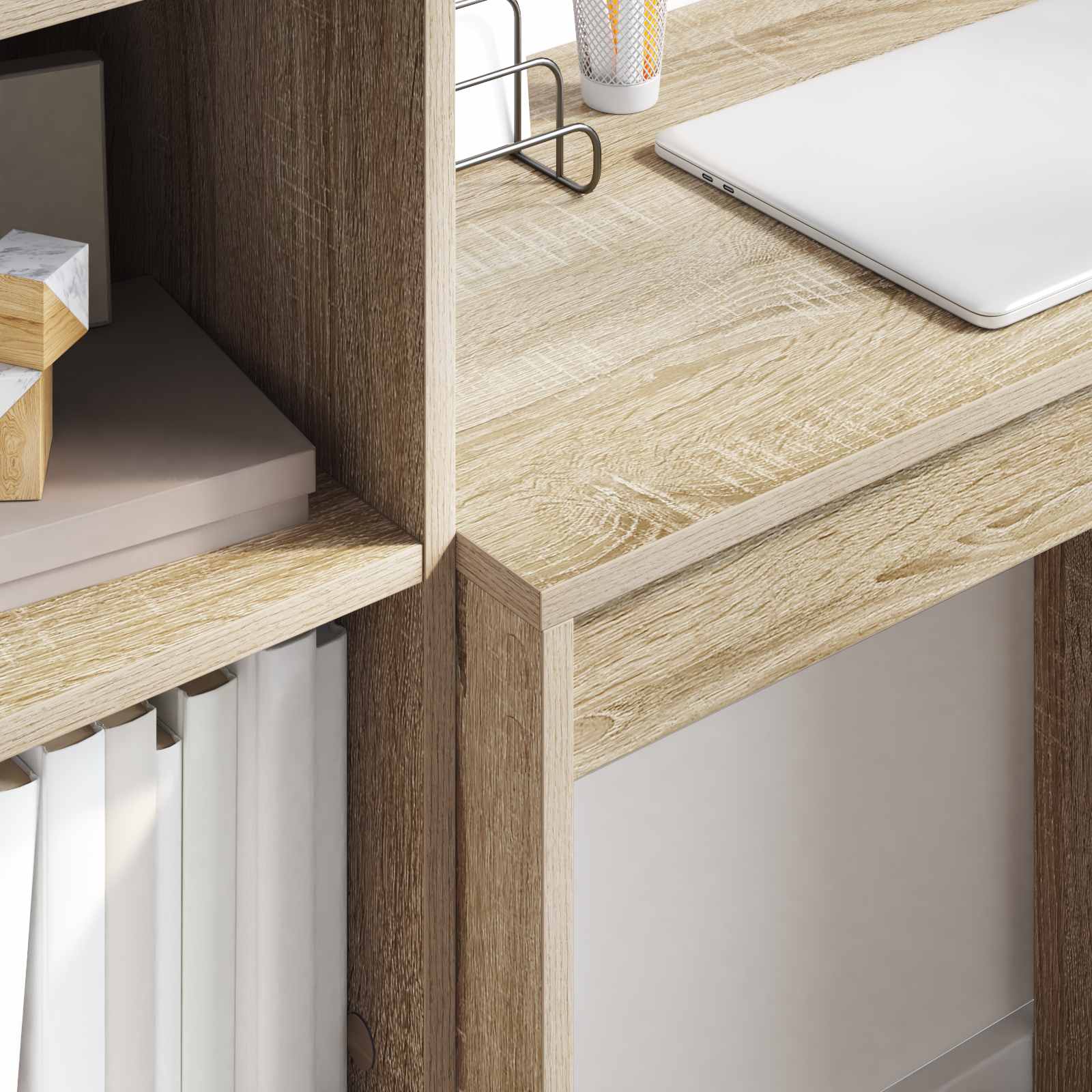 vidaXL vidaXL Desk with Drawer with Shelf with Storage 2 pcs Sonoma Oak - Desk