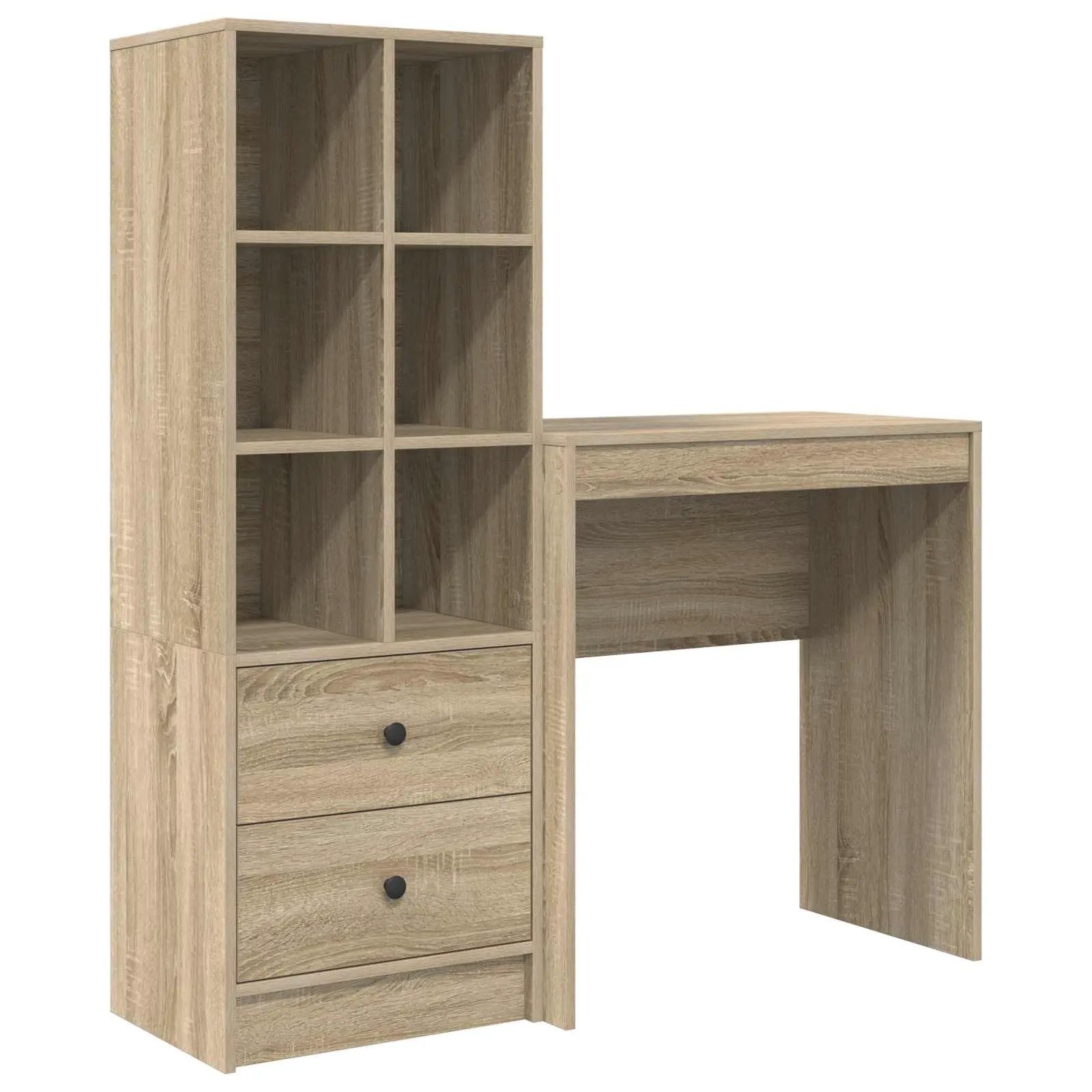 vidaXL vidaXL Desk with Drawer with Shelf with Storage 2 pcs Sonoma Oak - Desk