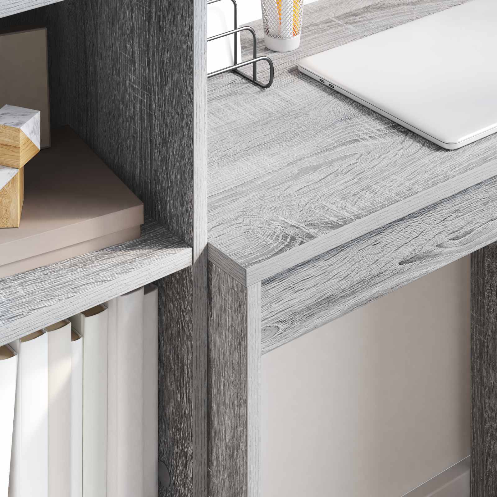 vidaXL vidaXL Desk with Drawer with Shelf with Storage 2 pcs Grey Sonoma - Desk