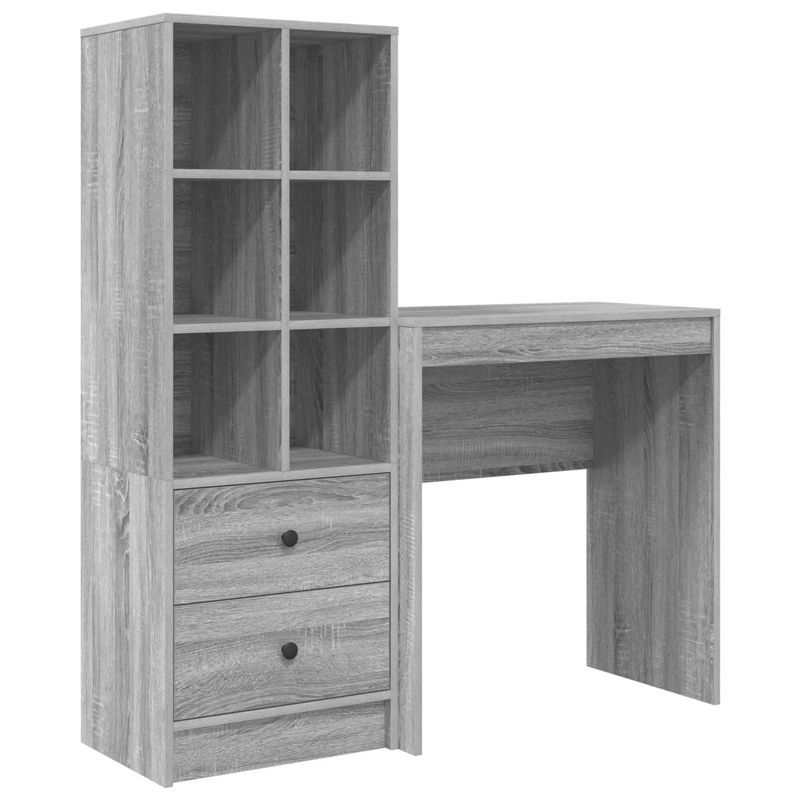vidaXL vidaXL Desk with Drawer with Shelf with Storage 2 pcs Grey Sonoma - Desk