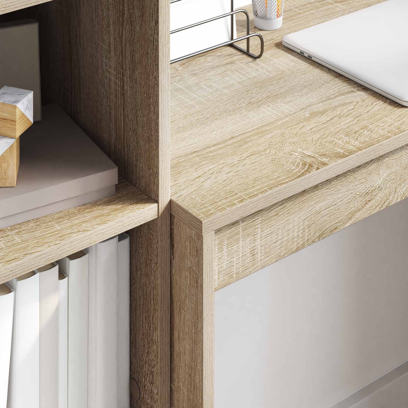 vidaXL vidaXL Desk with Drawer with Shelf with Storage 2 pcs Sonoma Oak - Desk