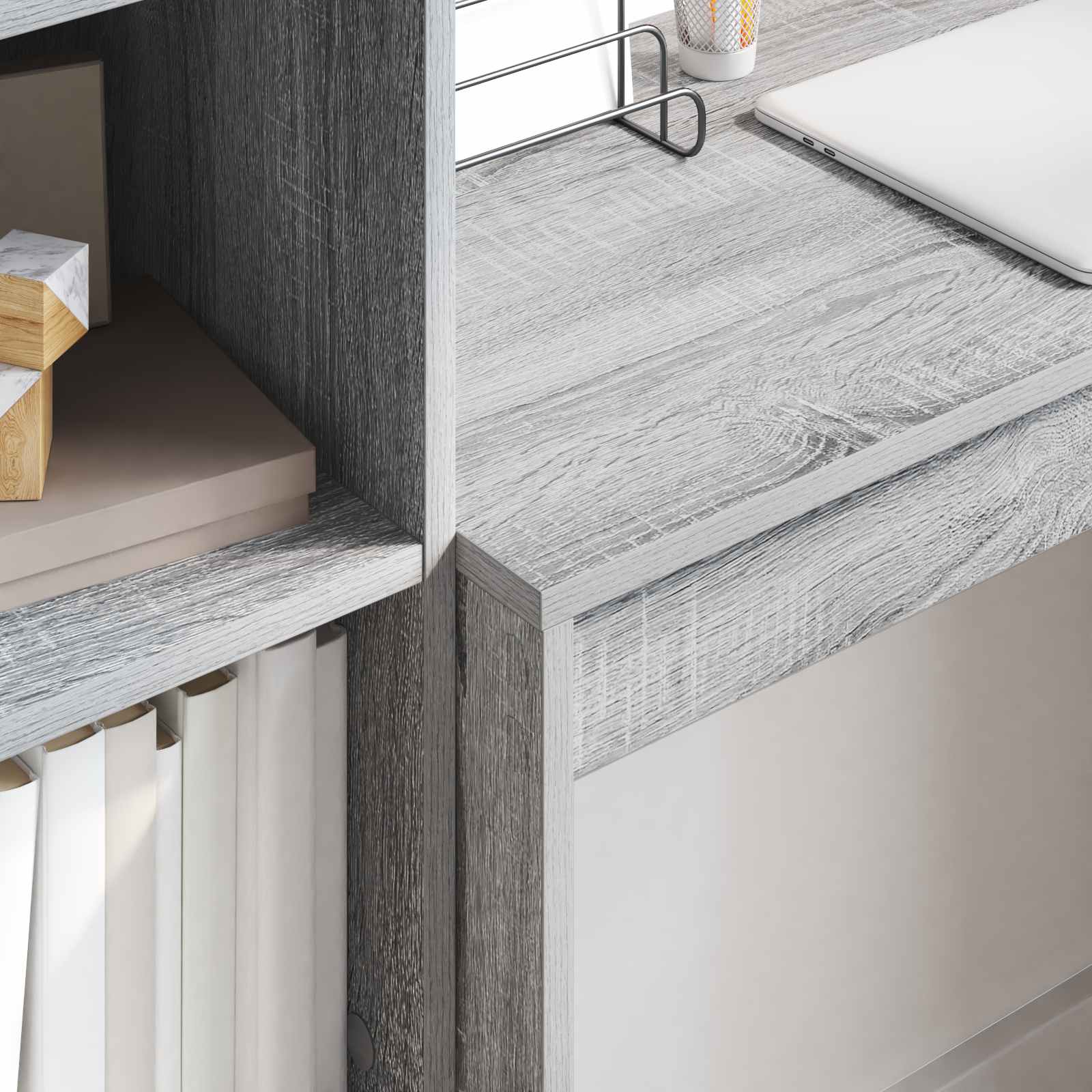 vidaXL vidaXL Desk with Drawer with Shelf with Storage 2 pcs Grey Sonoma - Desk