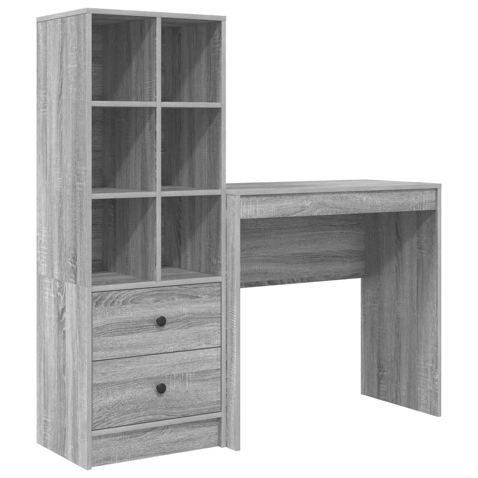 vidaXL vidaXL Desk with Drawer with Shelf with Storage 2 pcs Grey Sonoma - Desk
