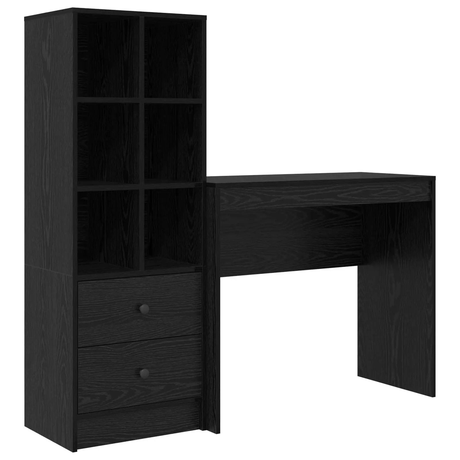 vidaXL vidaXL Desk with Drawer with Shelf with Storage 2 pcs Black Oak - Desk