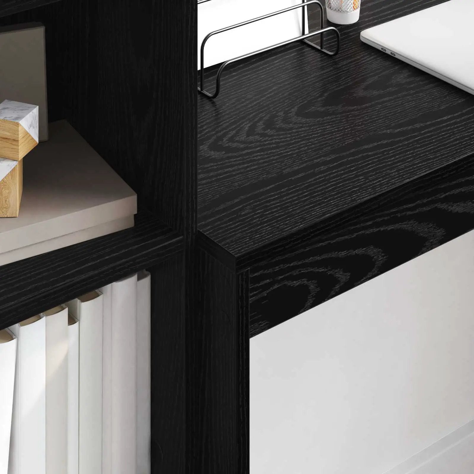 vidaXL vidaXL Desk with Drawer with Shelf with Storage 2 pcs Black Oak - Desk