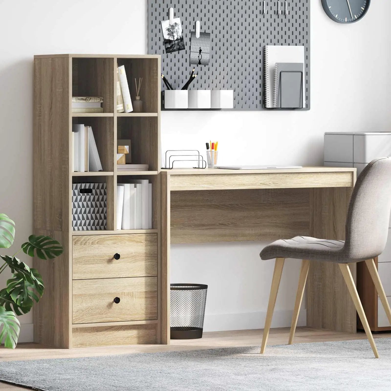 vidaXL vidaXL Desk with Drawer with Shelf with Storage 2 pcs Sonoma Oak - Desk