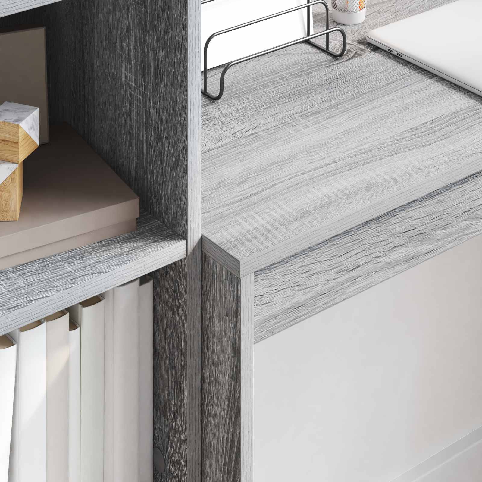 vidaXL vidaXL Desk with Drawer with Shelf with Storage 2 pcs Grey Sonoma - Desk