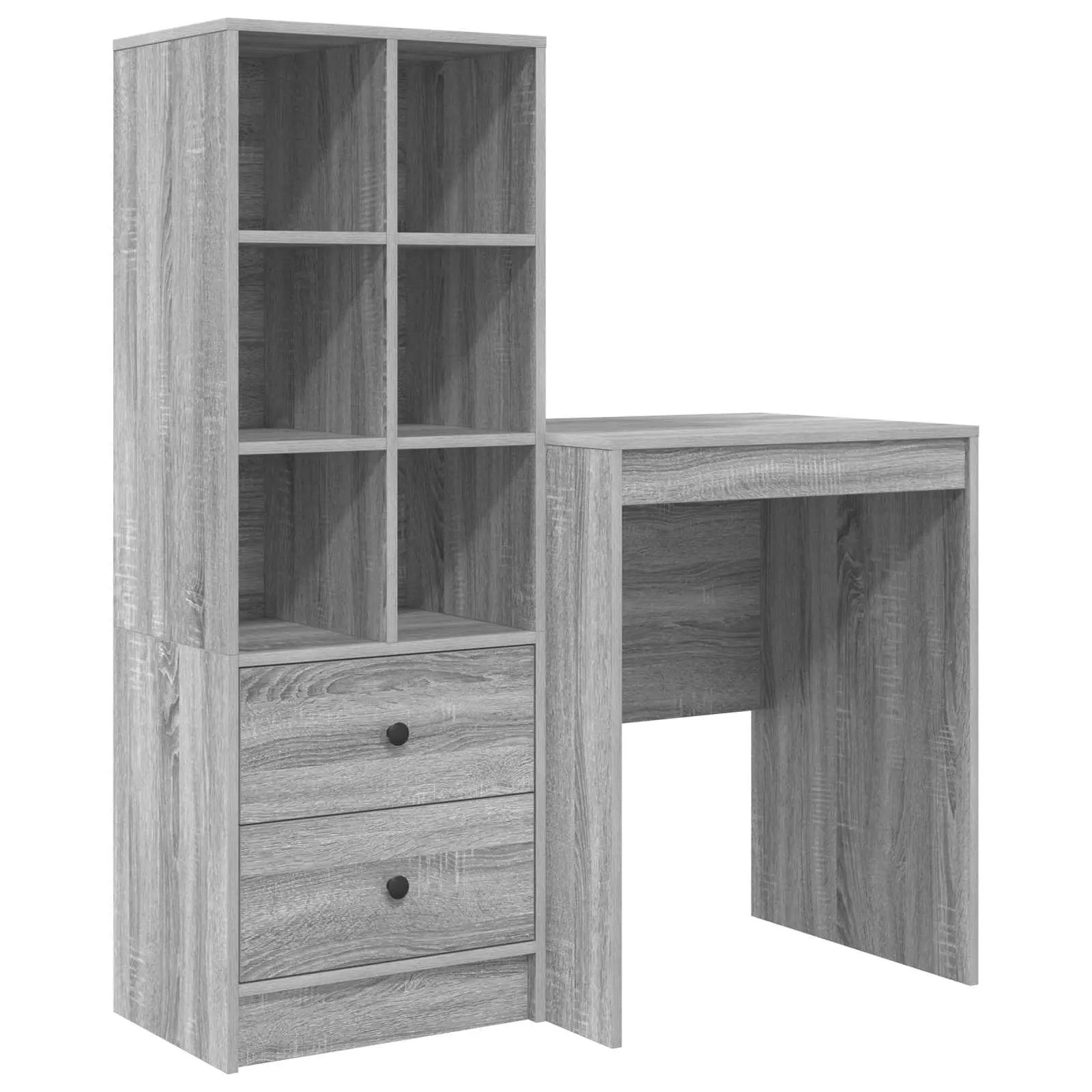 vidaXL vidaXL Desk with Drawer with Shelf with Storage 2 pcs Grey Sonoma - Desk