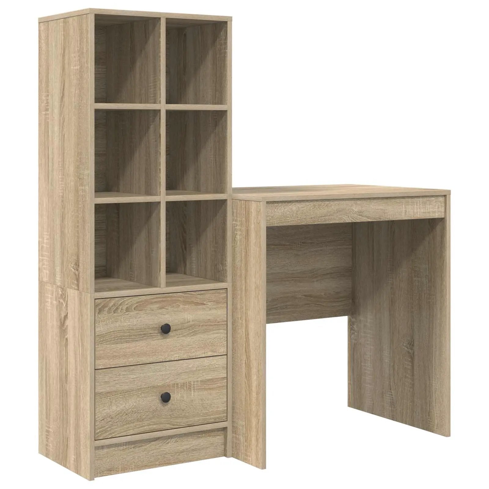 vidaXL vidaXL Desk with Drawer with Shelf with Storage 2 pcs Sonoma Oak - Desk