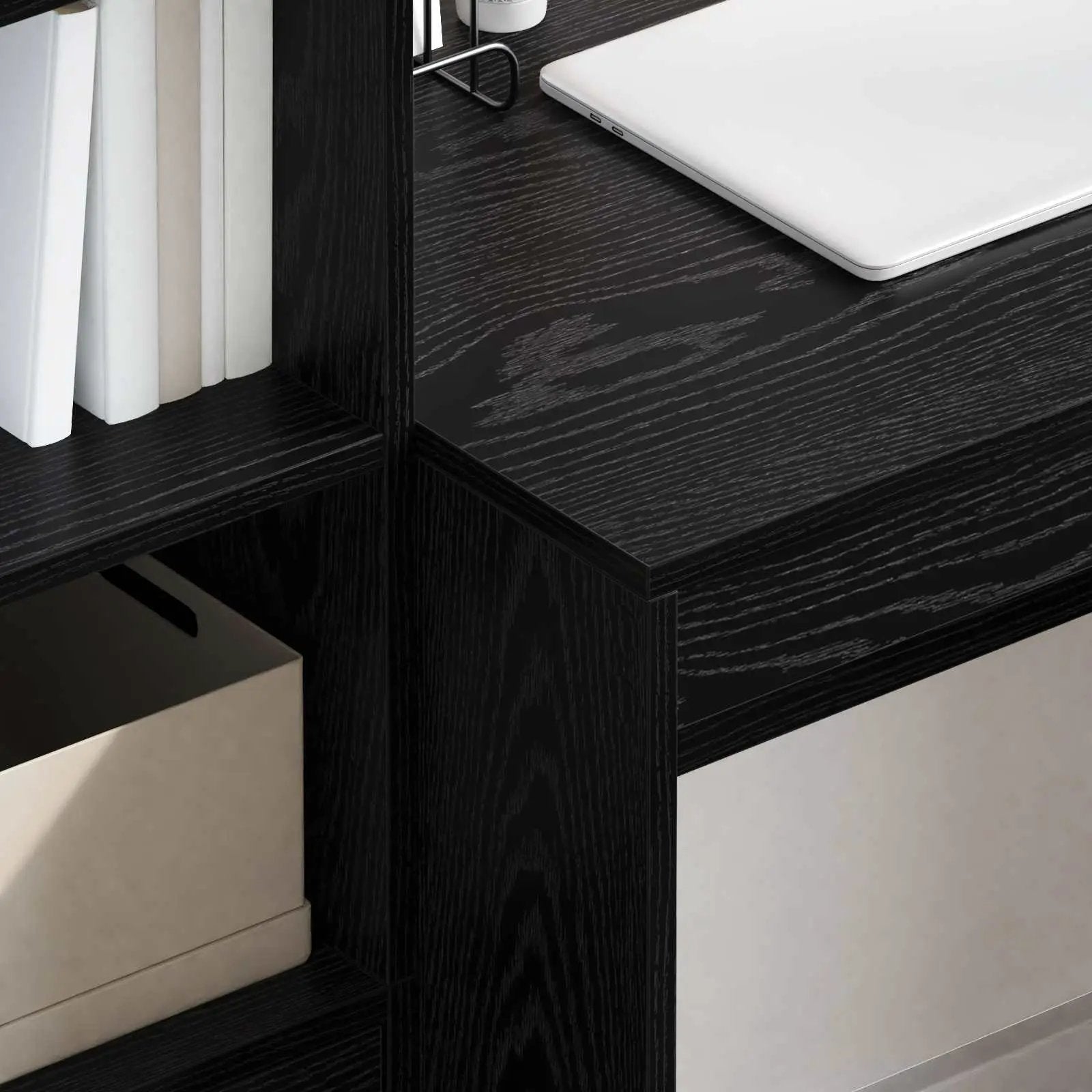 vidaXL vidaXL Desk with Drawer with Shelf with Storage 2 pcs Black Oak - Desk