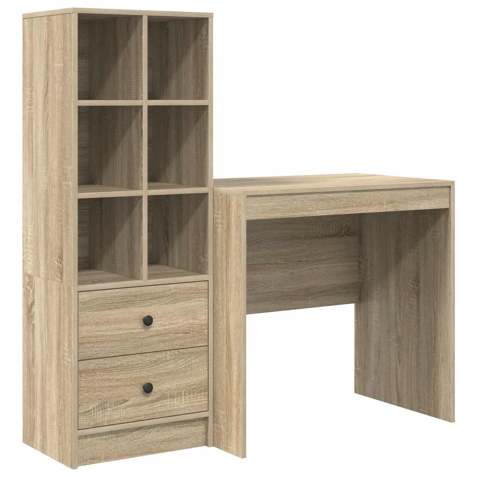 vidaXL vidaXL Desk with Drawer with Shelf with Storage 2 pcs Sonoma Oak - Desk