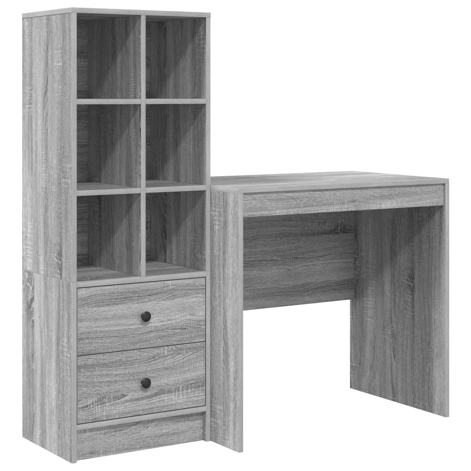 vidaXL vidaXL Desk with Drawer with Shelf with Storage 2 pcs Grey Sonoma - Desk