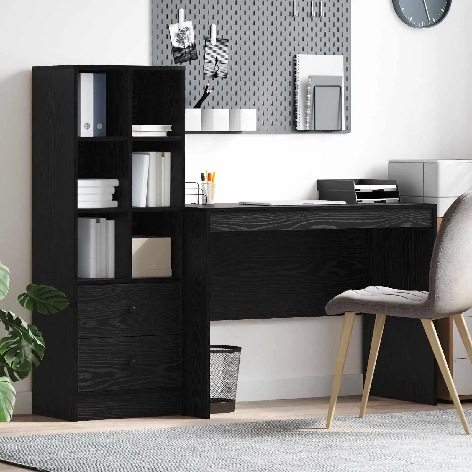 vidaXL vidaXL Desk with Drawer 2 pcs Black Oak - Desk