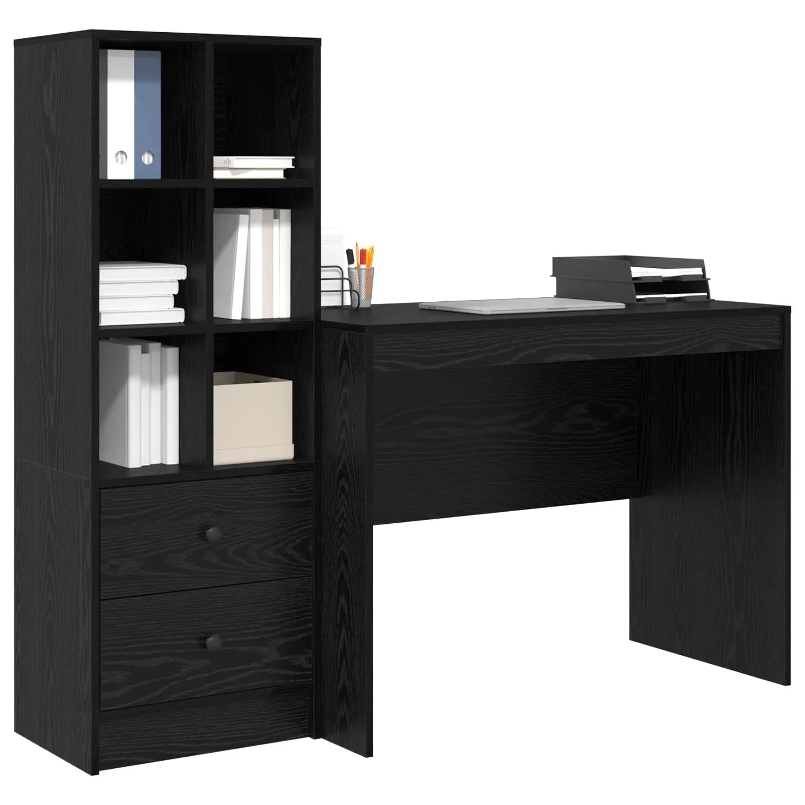 vidaXL vidaXL Desk with Drawer 2 pcs Black Oak - Desk
