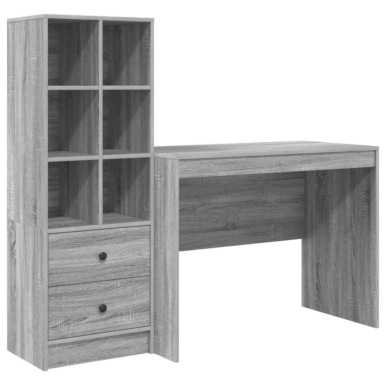 vidaXL vidaXL Desk with Drawer 2 pcs Grey Sonoma - Desk