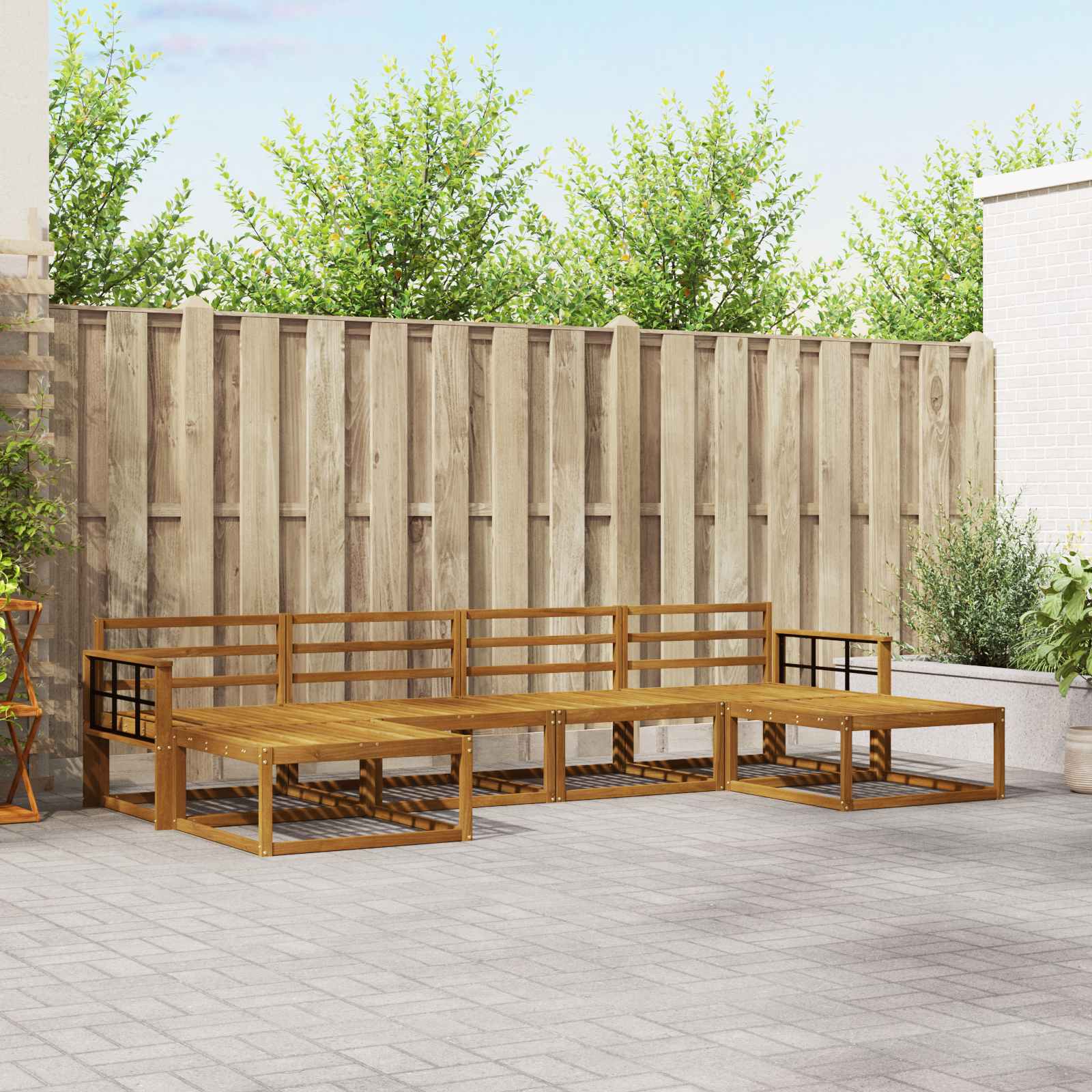 vidaXL vidaXL Outdoor Sofa Set 6 pcs Natural Solid Acacia Wood - Garden Sofa Sets
