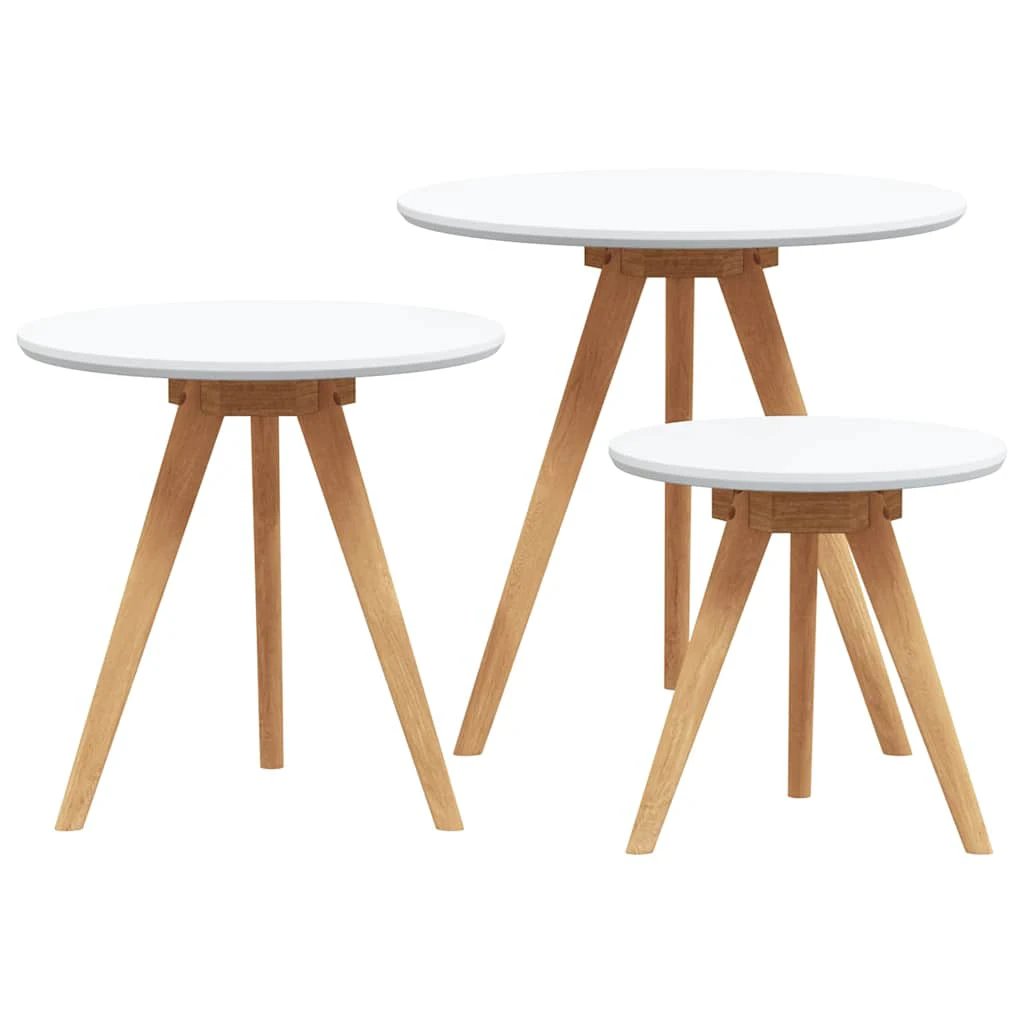 vidaXL VidaXL Three Piece Round Walnut Coffee Table Set For Living Room Decor Indoor Outdoor - Coffee Table