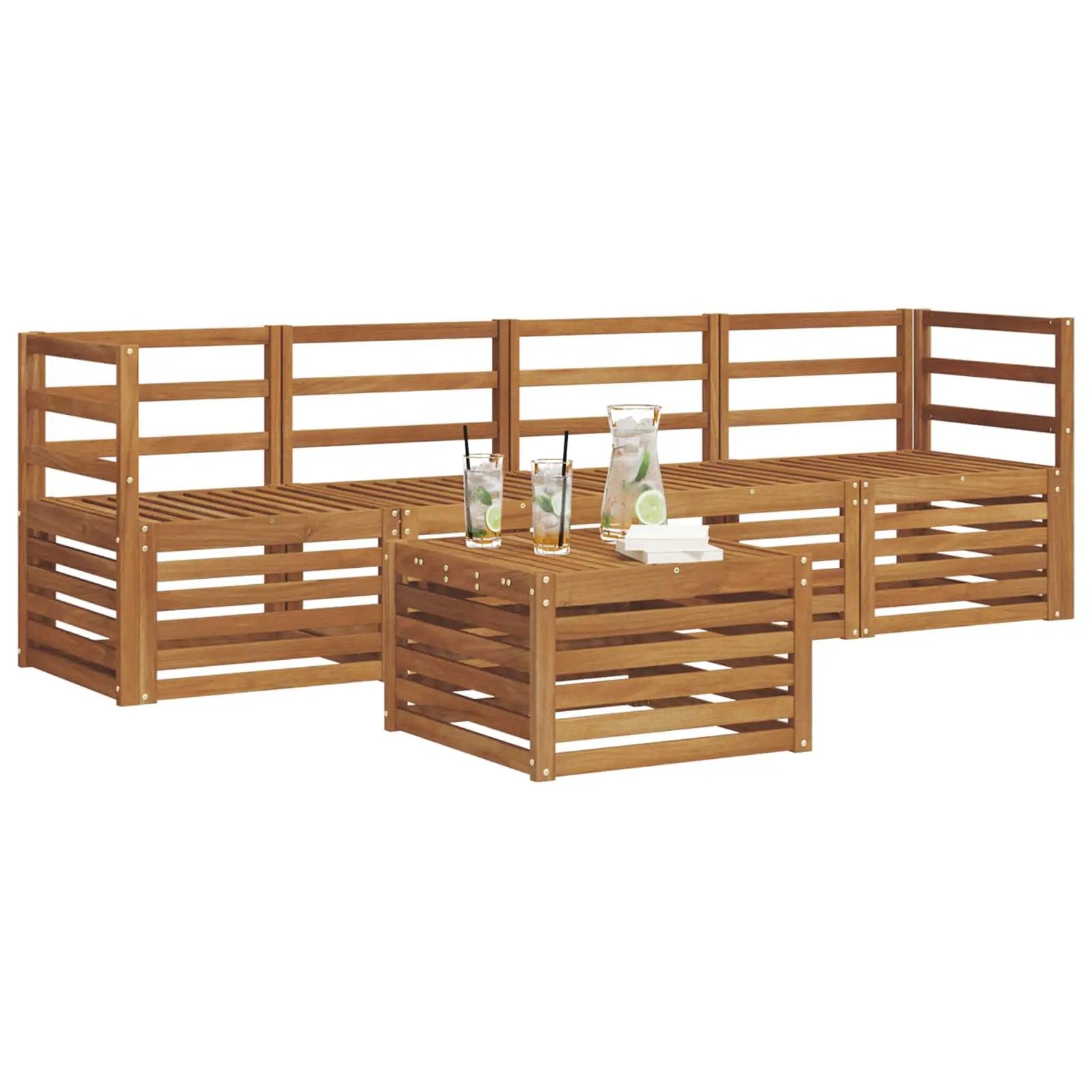 vidaXL vidaXL Sofa Sets 5 pcs Natural Solid Acacia Wood - Garden Sofa Sets