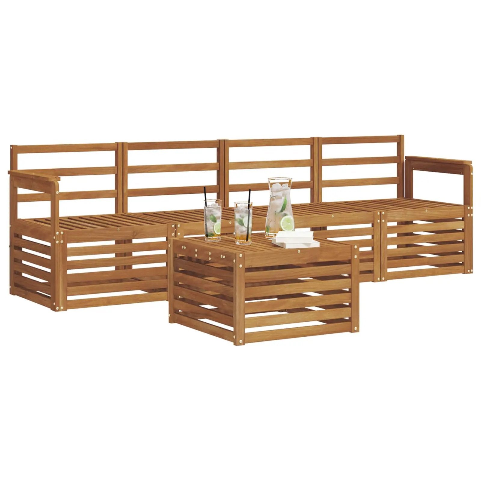 vidaXL vidaXL Sofa Sets 5 pcs Natural Solid Acacia Wood - Garden Sofa Sets