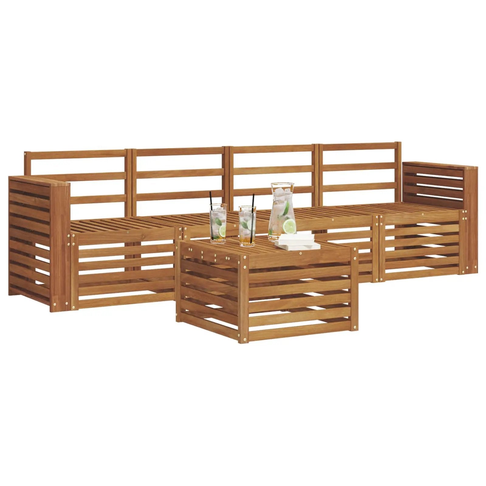 vidaXL vidaXL Sofa Sets 5 pcs Natural Solid Acacia Wood - Garden Sofa Sets