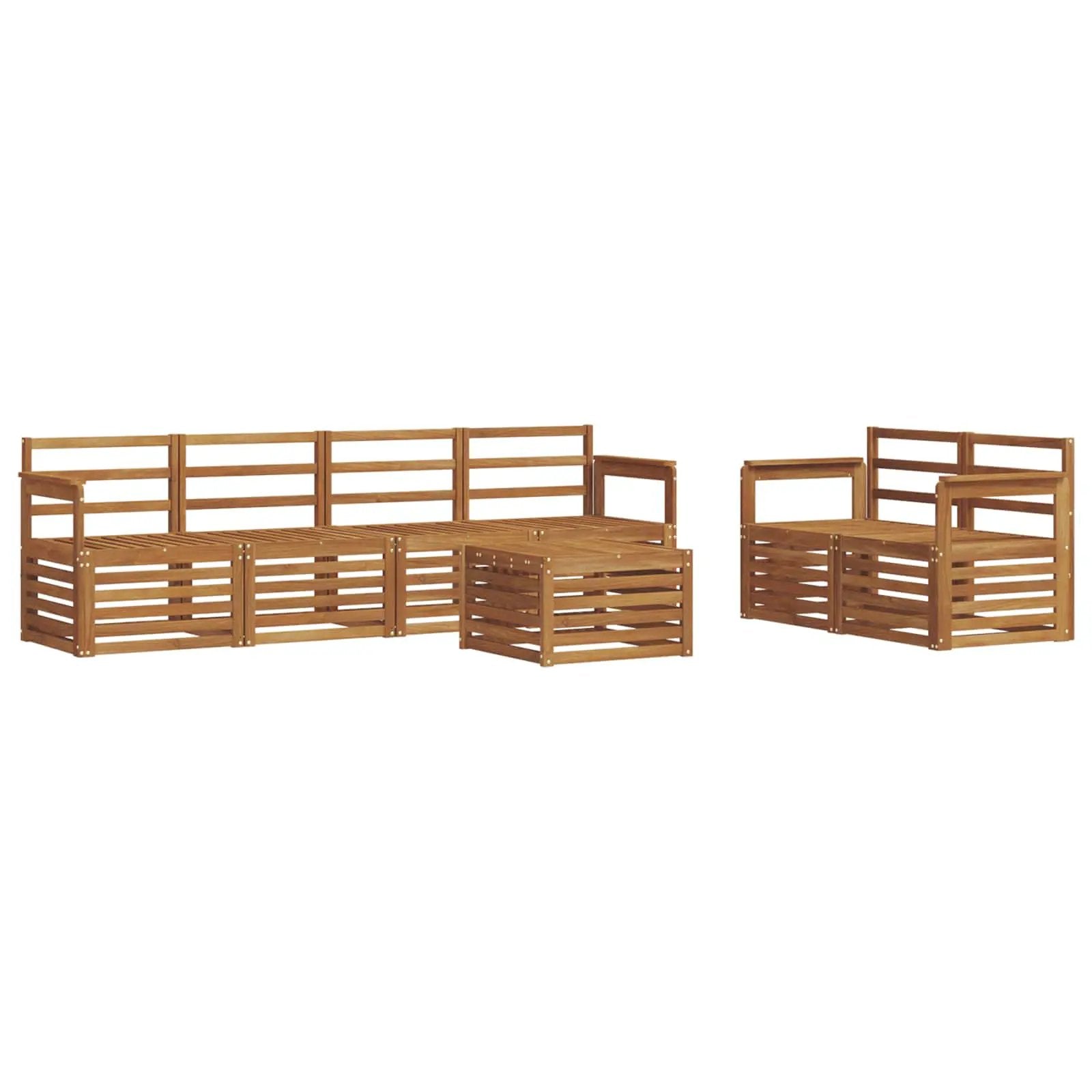 vidaXL vidaXL Outdoor Sofa Set 7 pcs Natural Solid Acacia Wood - Garden Sofa Sets
