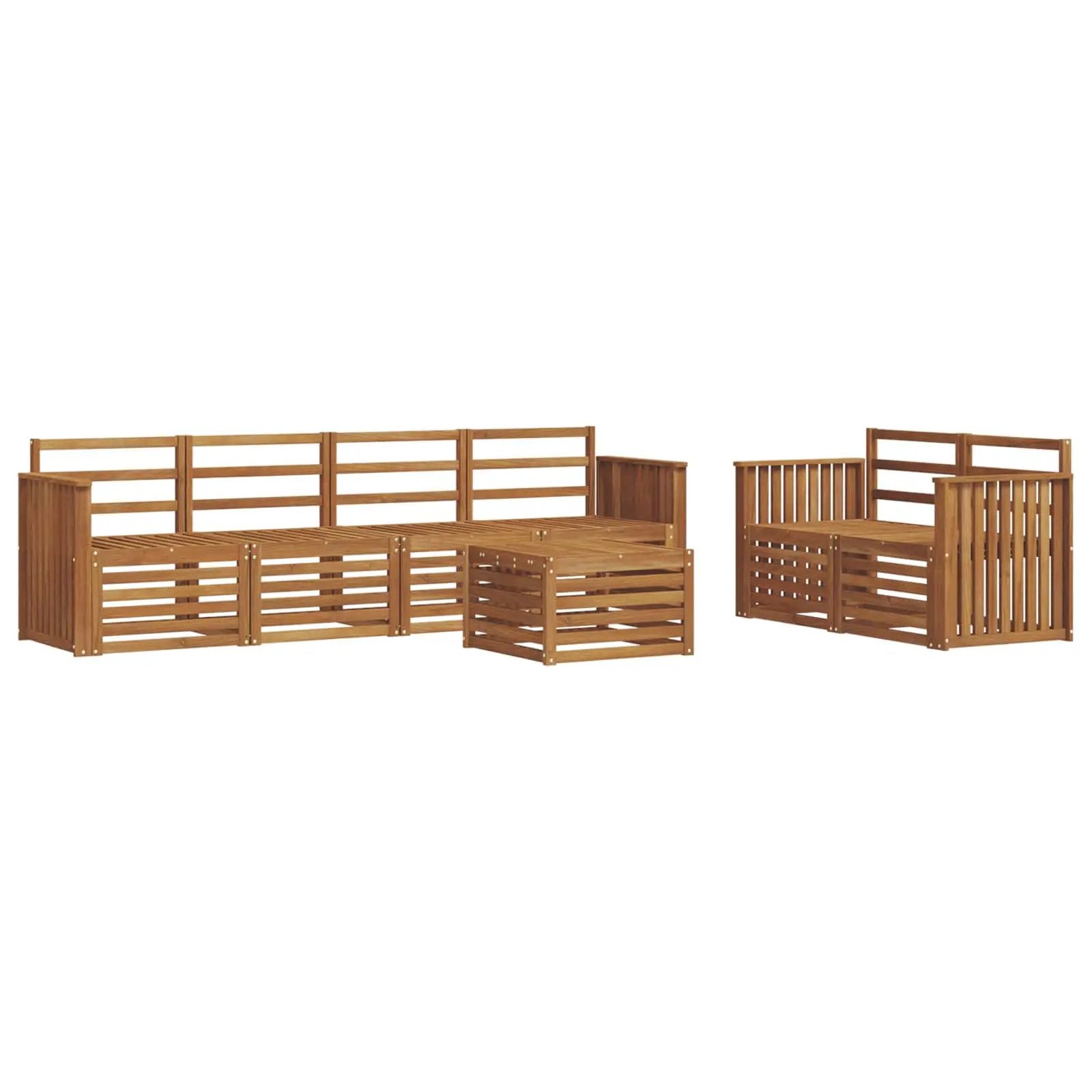 vidaXL vidaXL Outdoor Sofa Set 7 pcs Natural Solid Acacia Wood - Garden Sofa Sets