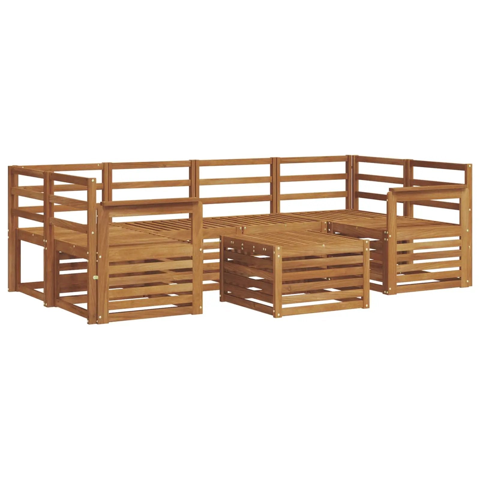 vidaXL vidaXL Outdoor Sofa Set 7 pcs Natural Solid Acacia Wood - Garden Sofa Sets