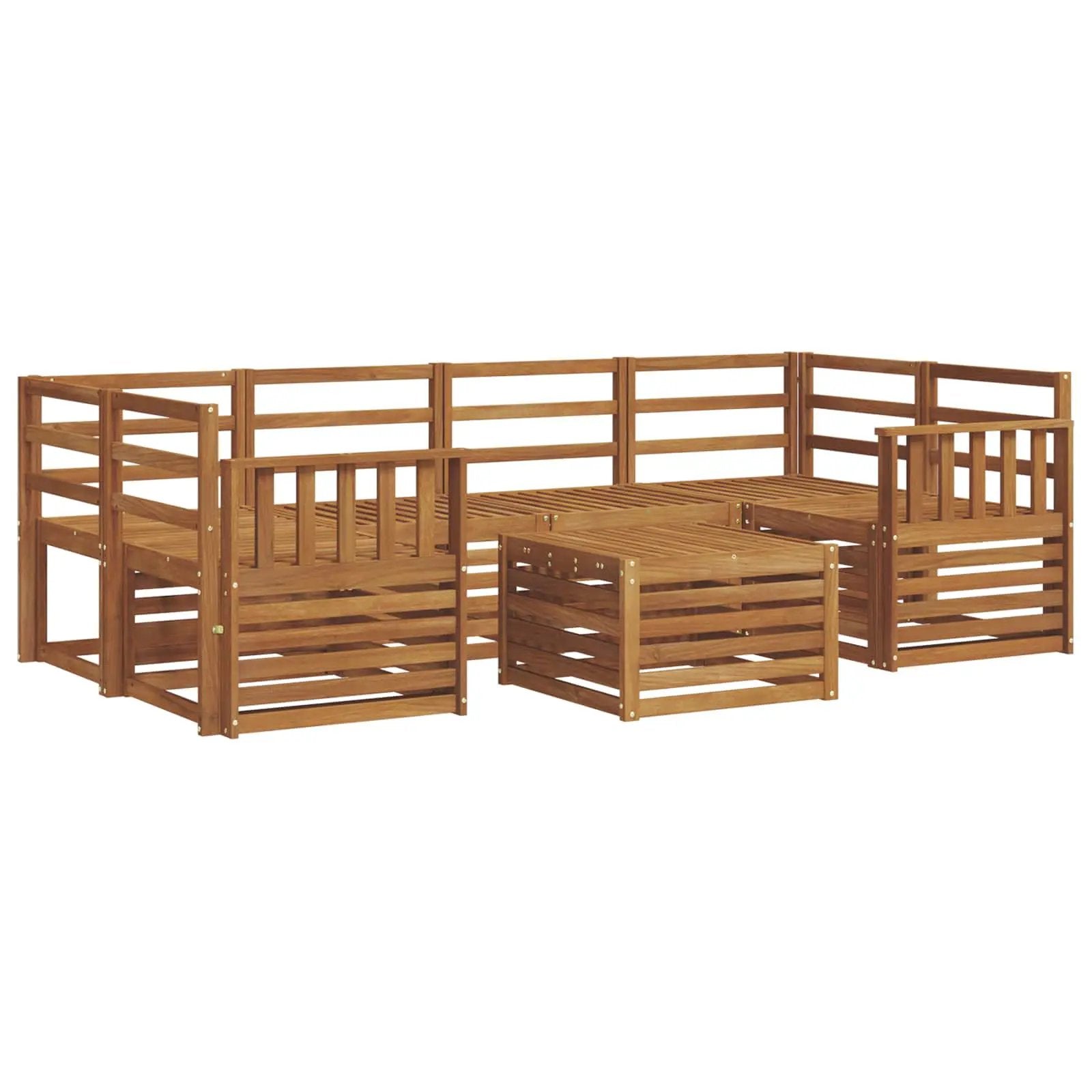 vidaXL vidaXL Outdoor Sofa Set 7 pcs Natural Solid Acacia Wood - Garden Sofa Sets
