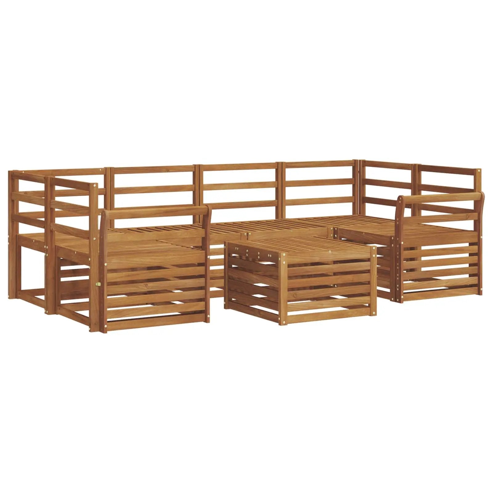 vidaXL vidaXL Outdoor Sofa Set 7 pcs Natural Solid Acacia Wood - Garden Sofa Sets