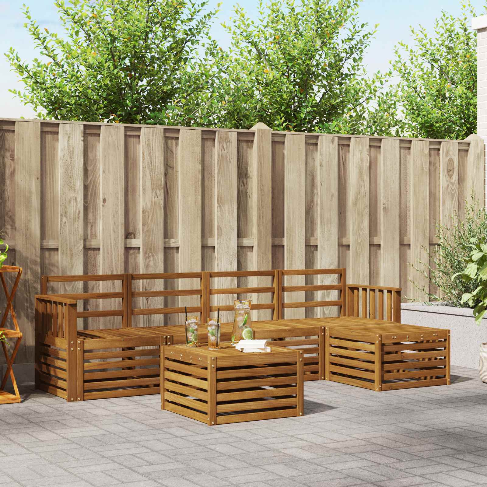 vidaXL vidaXL Outdoor Sofa Set 6 pcs Natural - Garden Sofa Sets