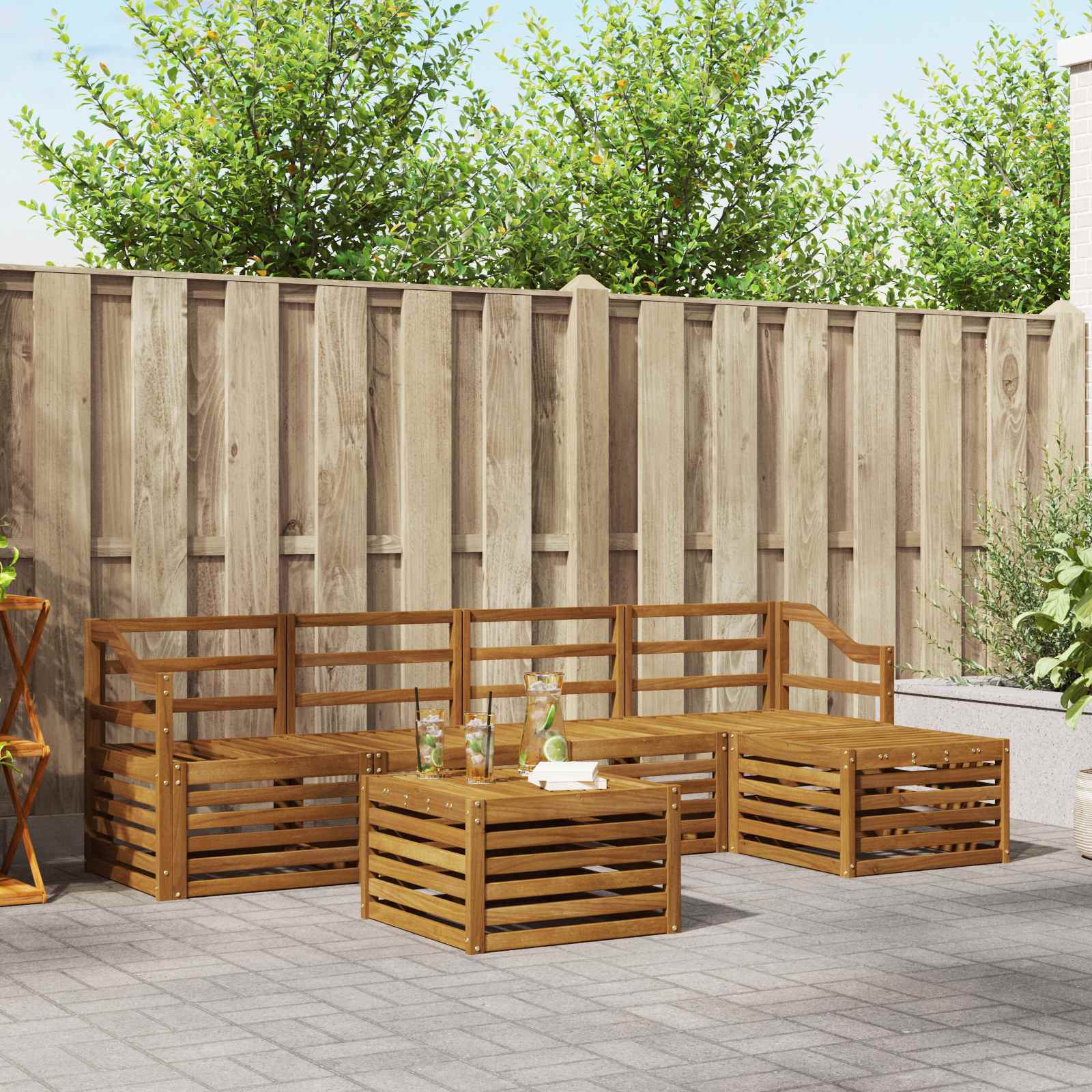 vidaXL vidaXL Outdoor Sofa Set 6 pcs Natural - Garden Sofa Sets