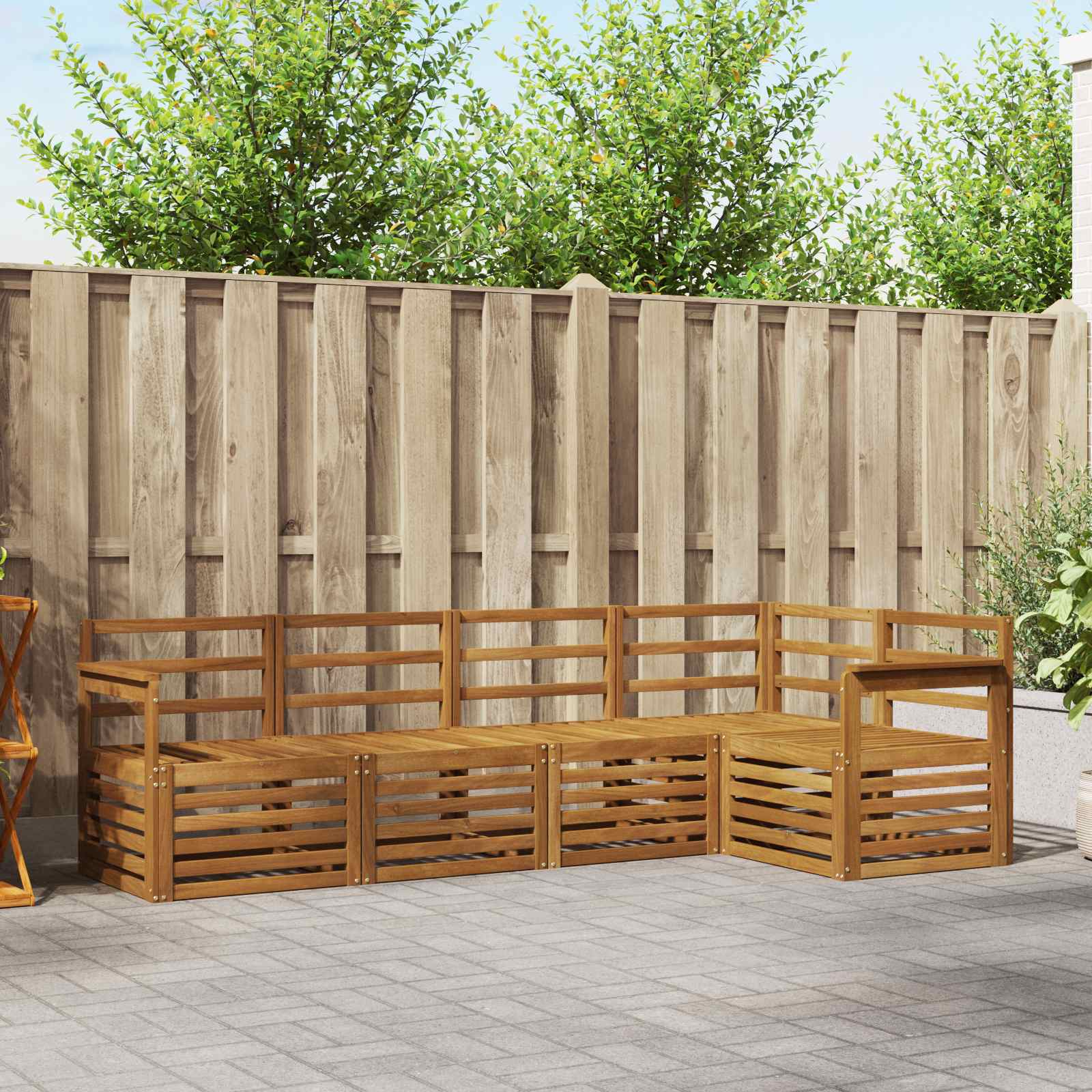 vidaXL vidaXL Sectional Sofa Set 5 pcs Natural Solid Acacia Wood - Garden Sofa Sets