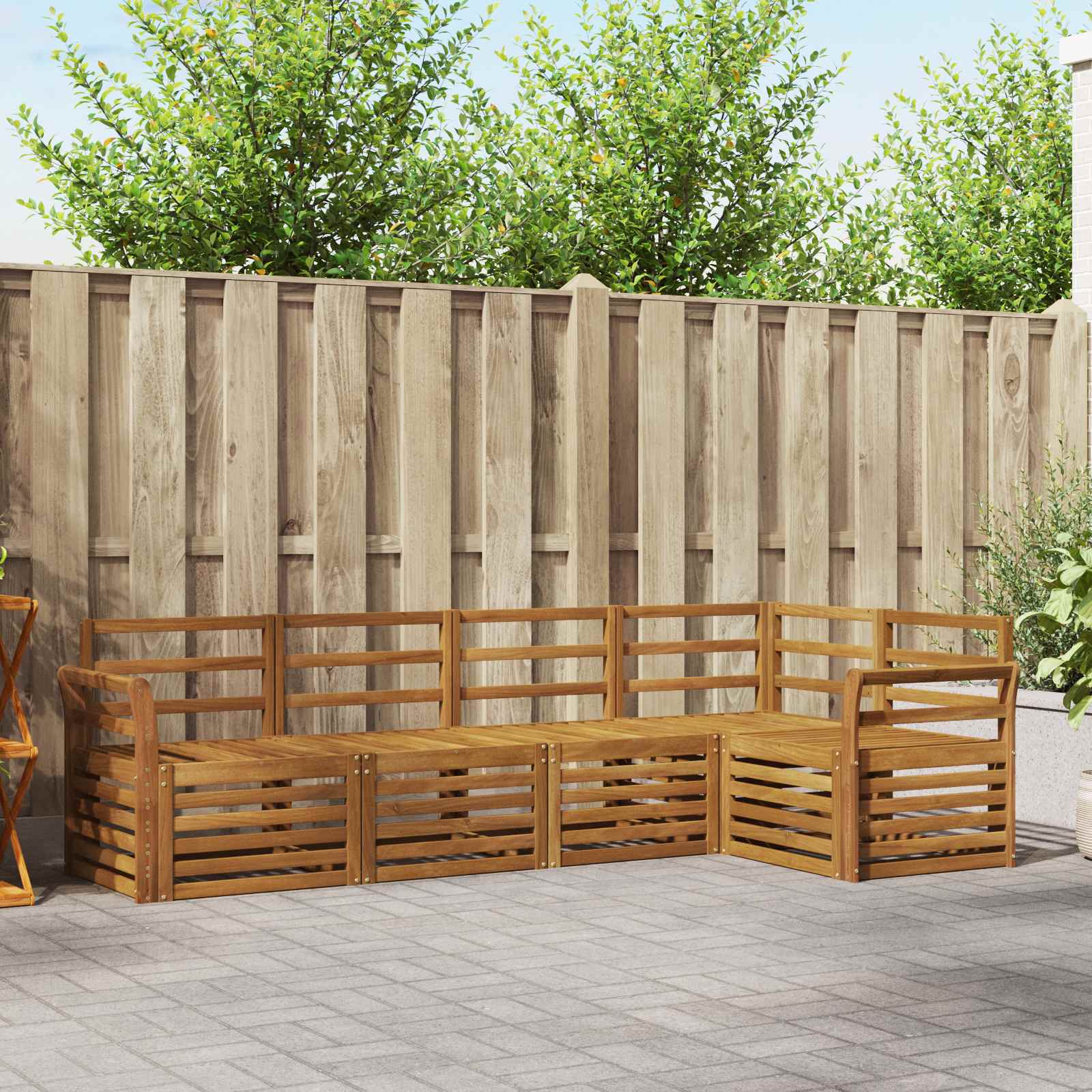 vidaXL vidaXL Sectional Sofa Set 5 pcs Natural Solid Acacia Wood - Garden Sofa Sets
