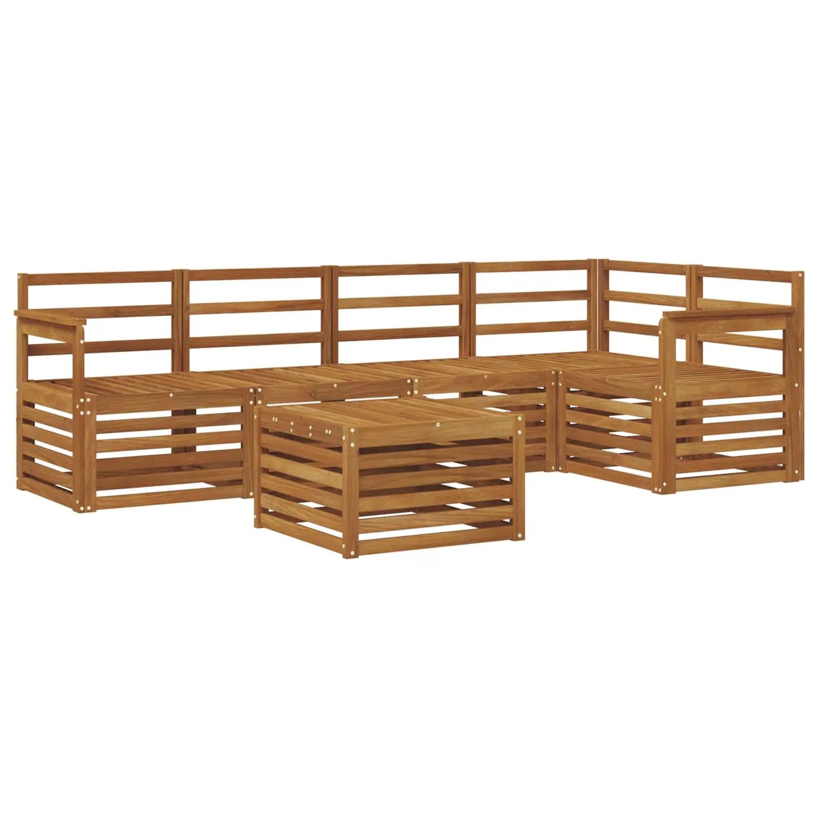 vidaXL vidaXL Sectional Sofa Set 6 pcs Natural Solid Acacia Wood - Garden Sofa Sets
