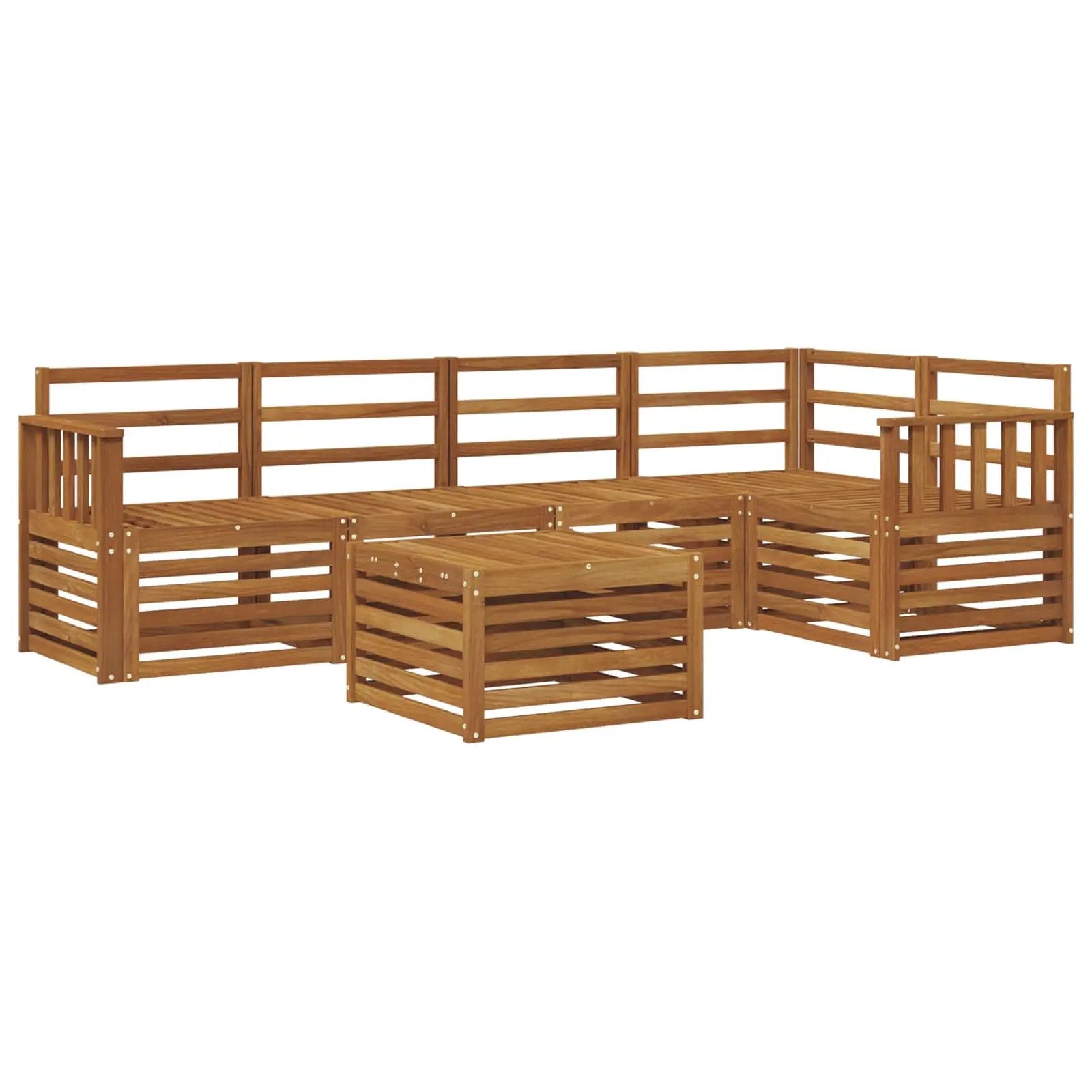 vidaXL vidaXL Sectional Sofa Set 6 pcs Natural Solid Acacia Wood - Garden Sofa Sets