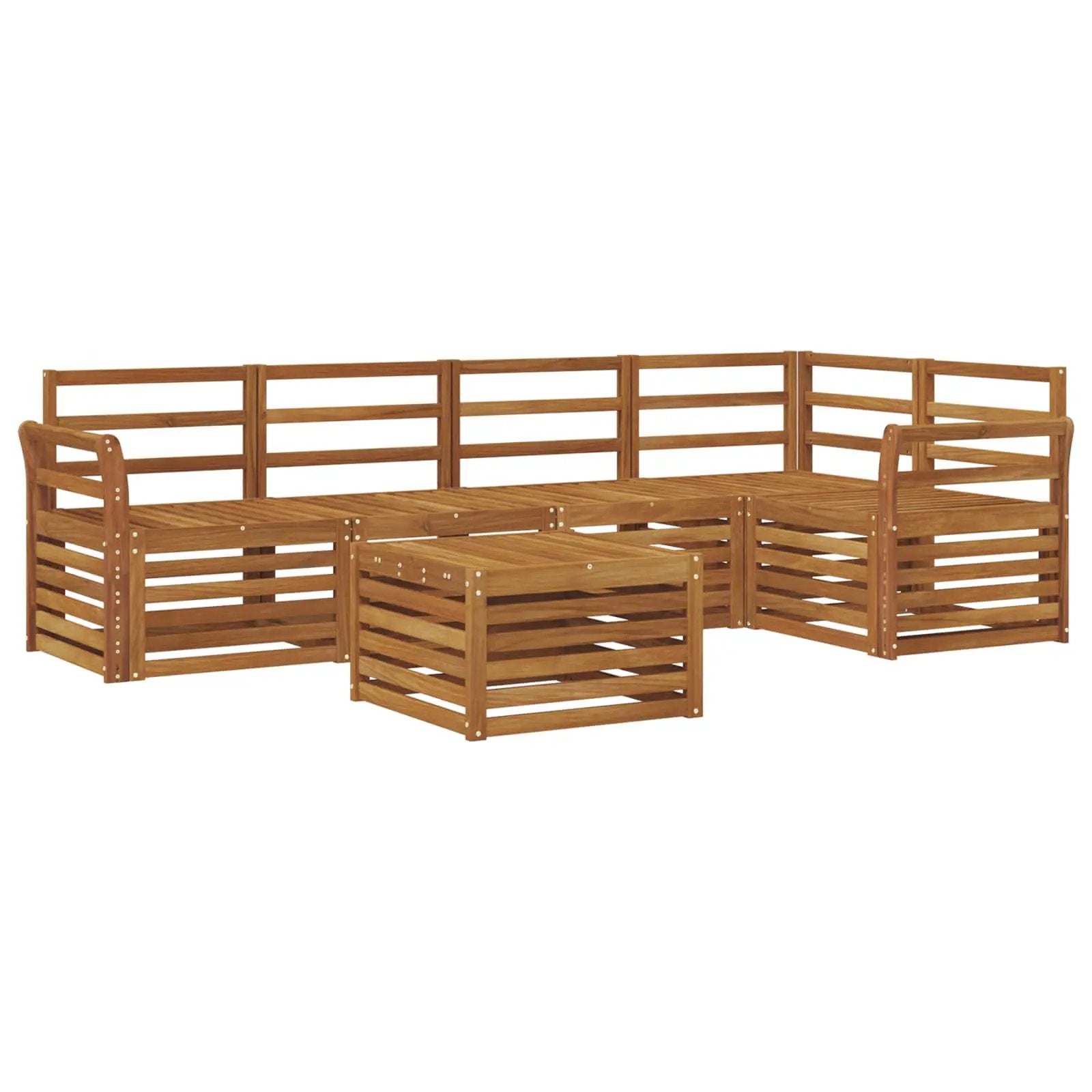 vidaXL vidaXL Sectional Sofa Set 6 pcs Natural Solid Acacia Wood - Garden Sofa Sets