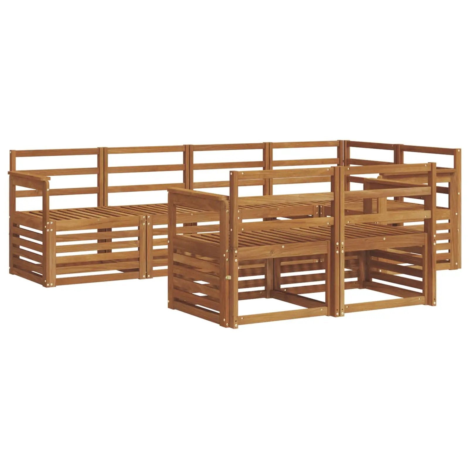 vidaXL vidaXL Sectional Sofa Set 7 pcs Natural Solid Acacia Wood - Garden Sofa Sets