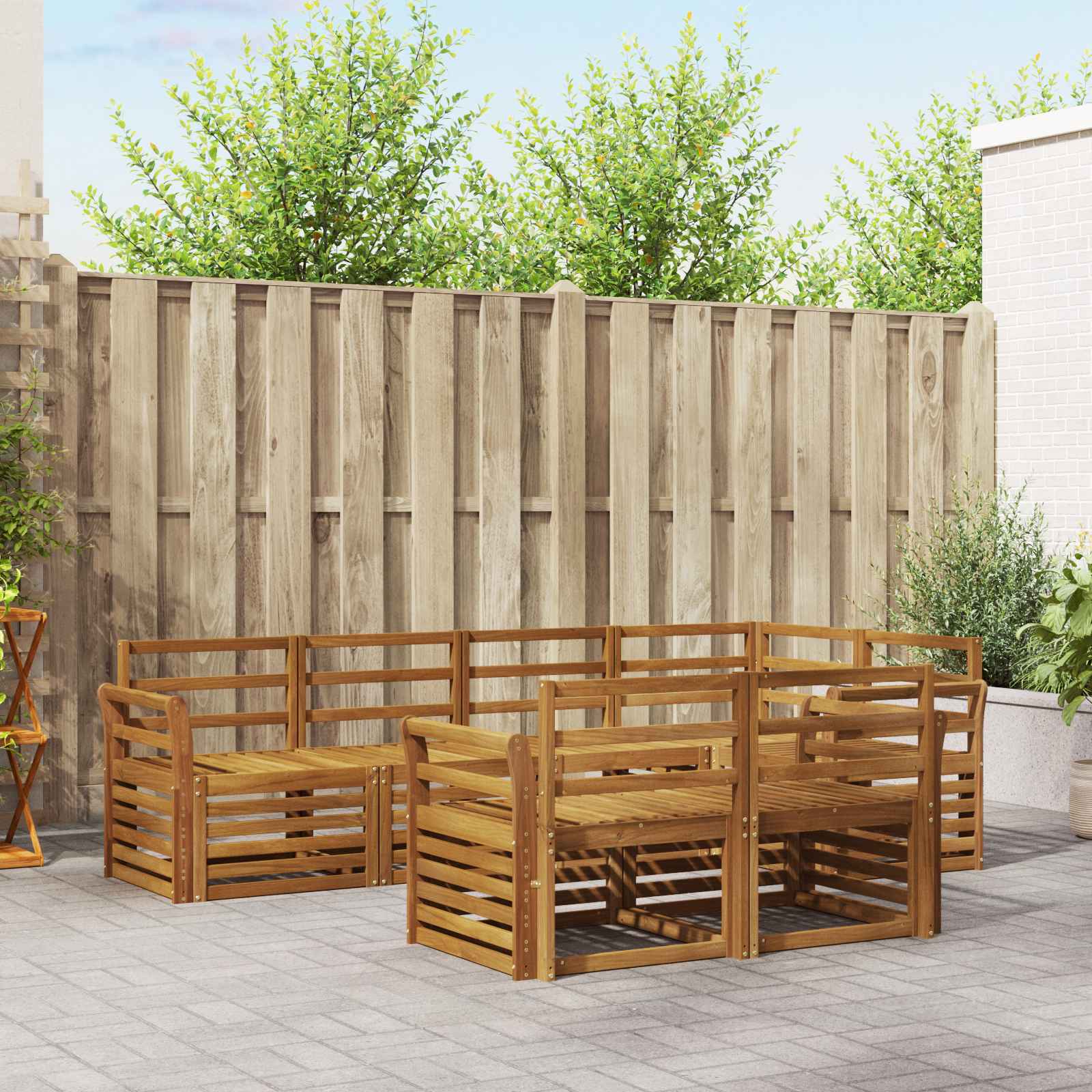 vidaXL vidaXL Sectional Sofa Set 7 pcs Natural - Garden Sofa Sets