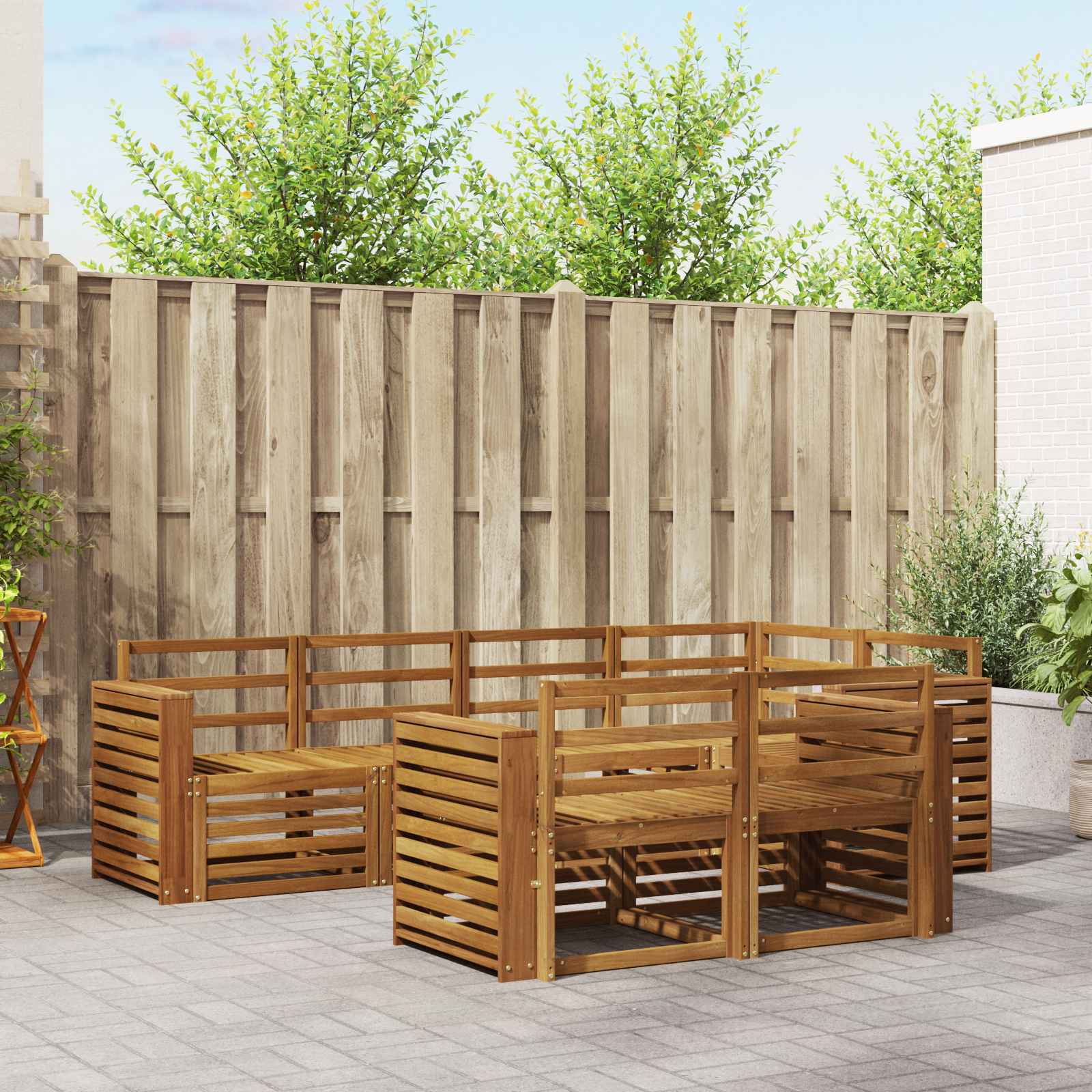 vidaXL vidaXL Sectional Sofa Set 7 pcs Natural - Garden Sofa Sets