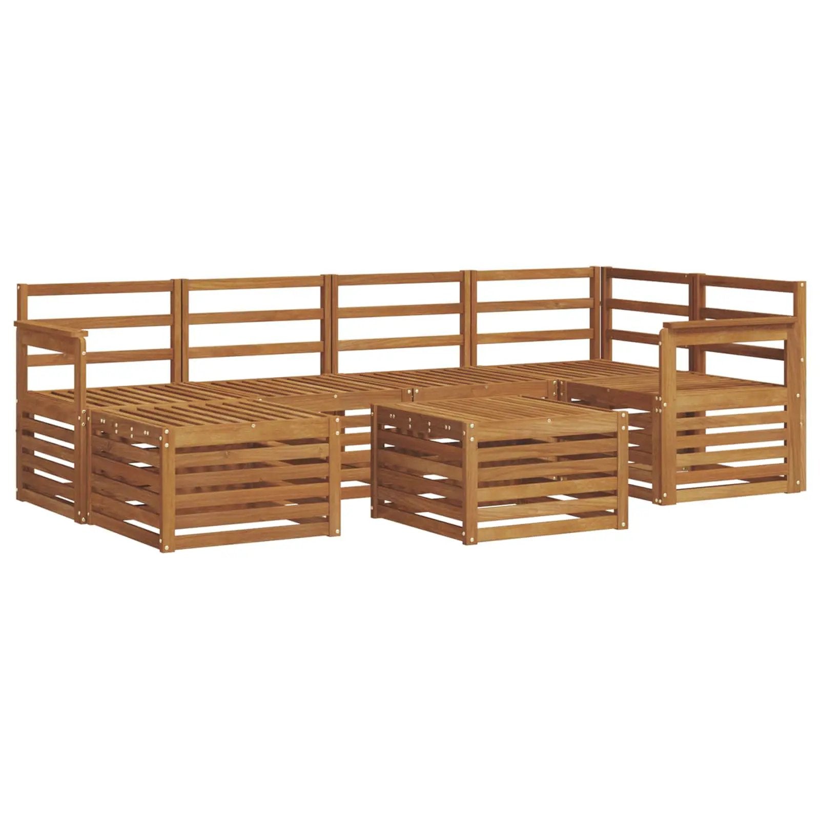 vidaXL vidaXL Sectional Sofa Set 7 pcs Natural Solid Acacia Wood - Garden Sofa Sets